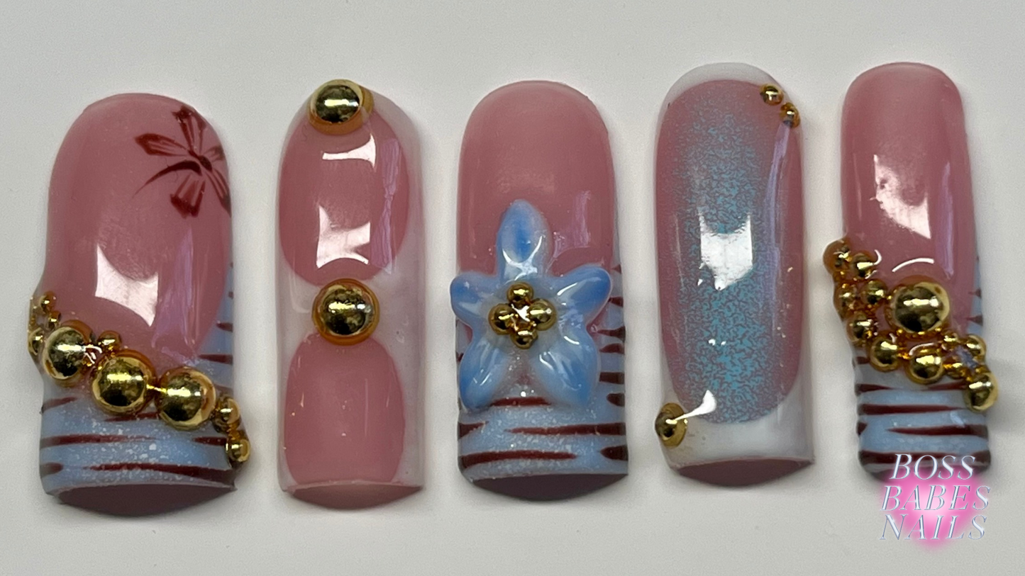 Summertime Blues Press On Nails