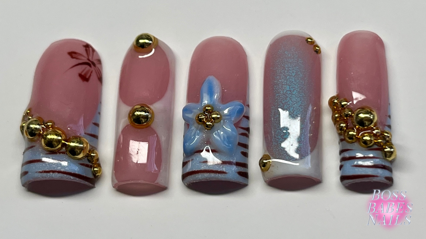 Summertime Blues Press On Nails