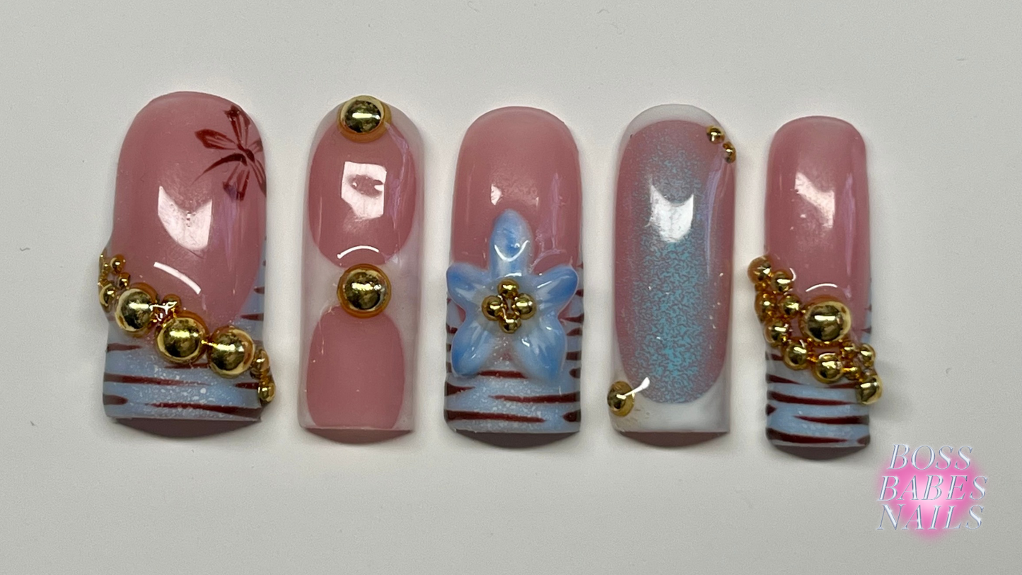 Summertime Blues Press On Nails