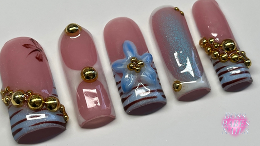 Summertime Blues Press On Nails