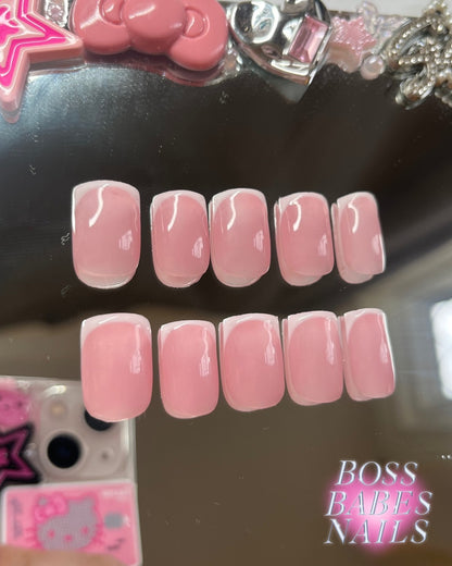 Short French Tip Press On Nails