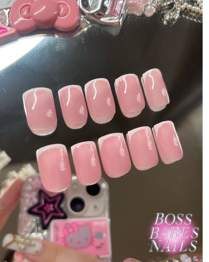 Short French Tip Press On Nails