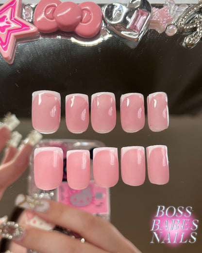 Short French Tip Press On Nails