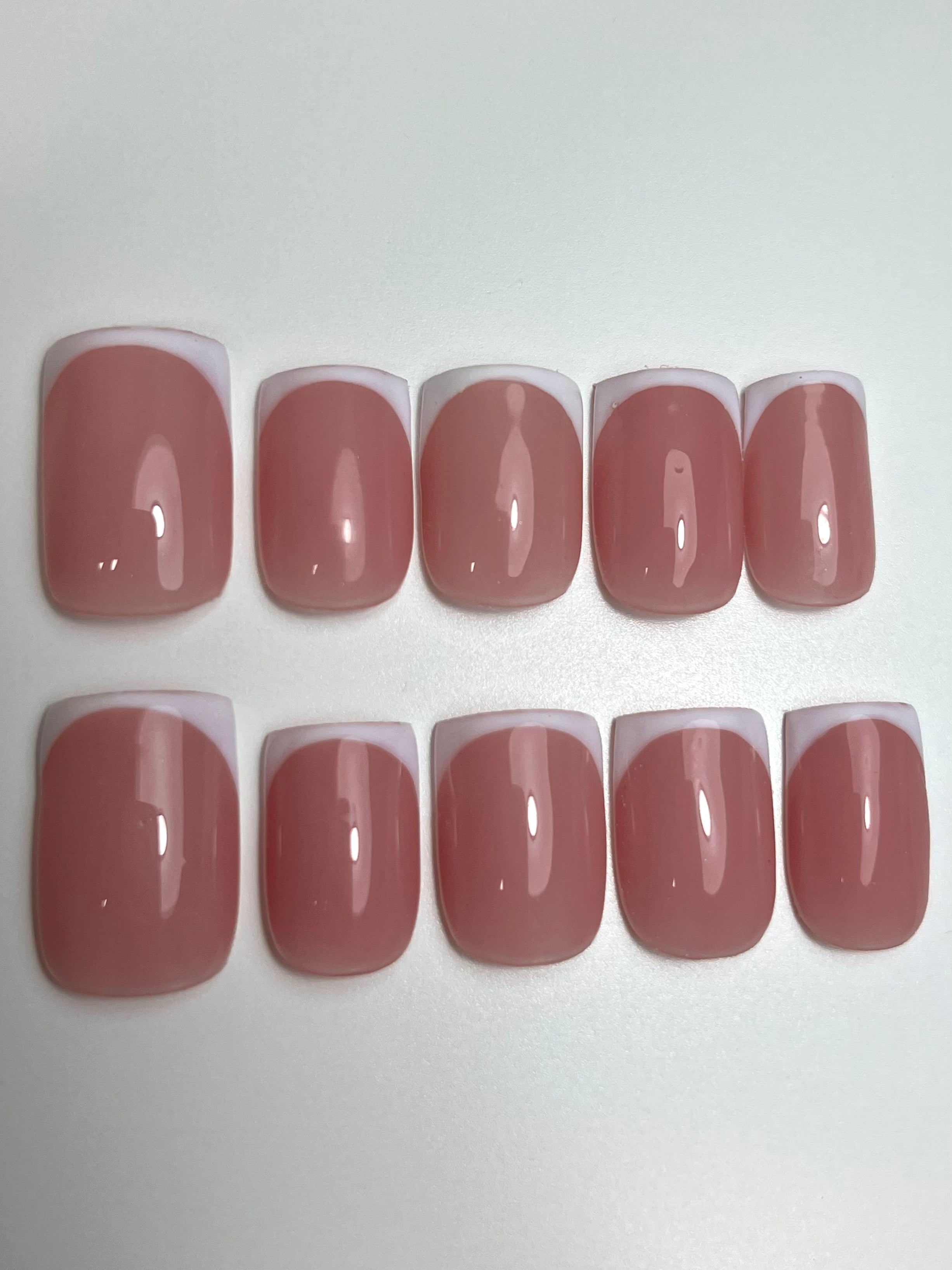 Short French Tip Press On Nails