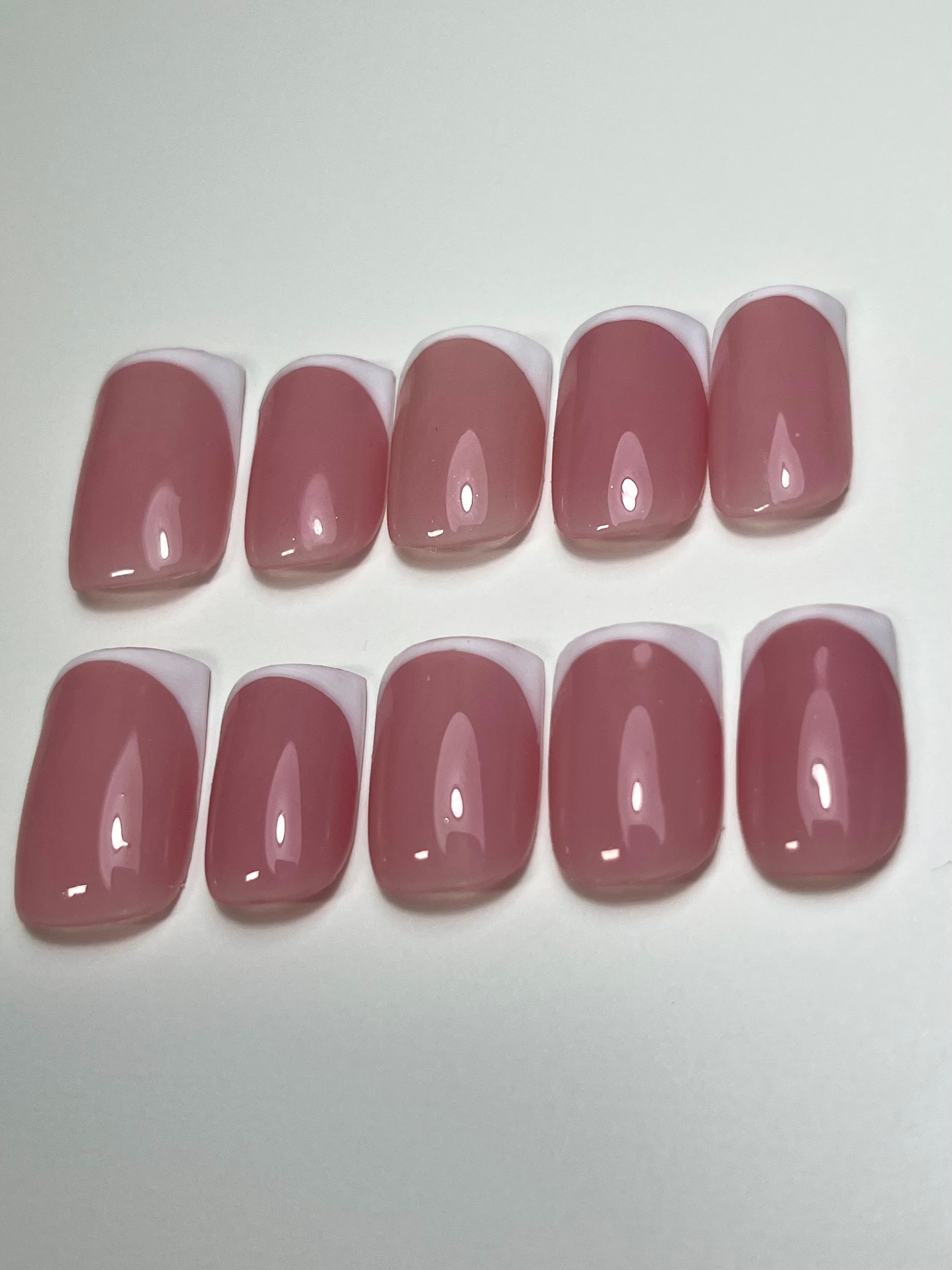 Short French Tip Press On Nails