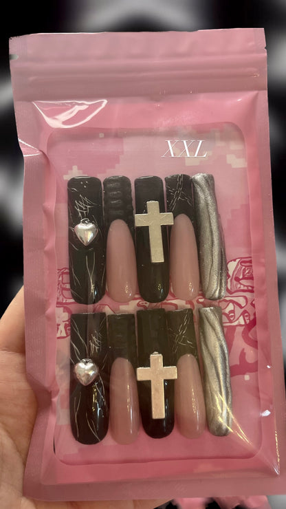 Baddie Cross Press On Nails