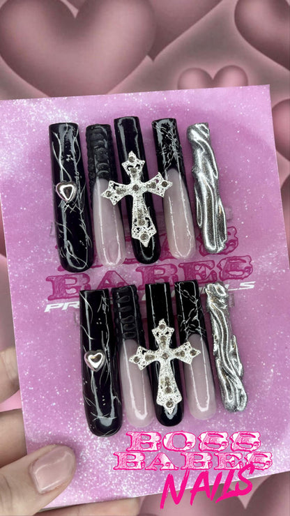 Baddie Cross Press On Nails